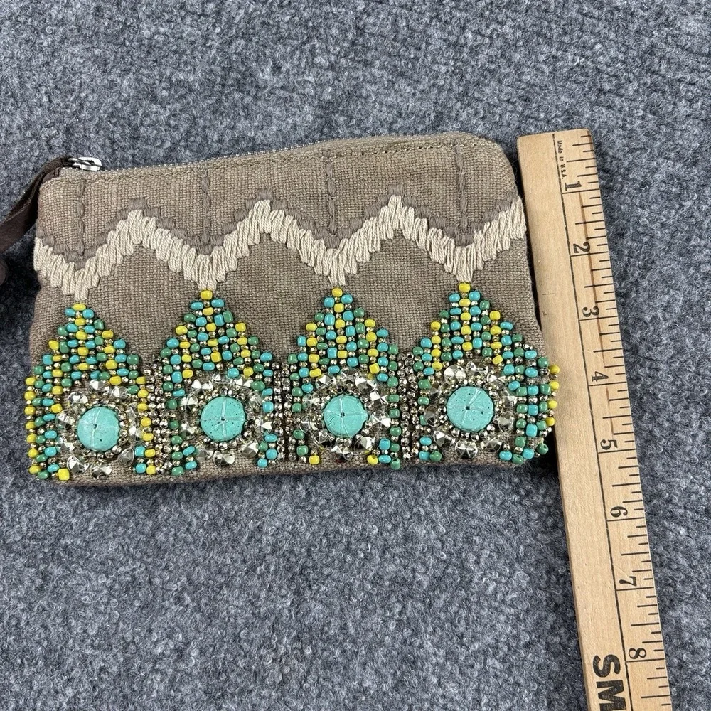 Gap Beaded Clutch Wallet Natural Brown Boho Southwestern Festival Tassel Y2K